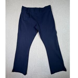 American Giant Women 14 Blue Cropped Knit Pull On Pants Stretch Casual Lounge